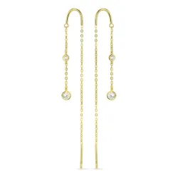 kedja örhängen i 9 karat guld med zirkon - Gold Collection