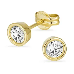 5 mm örhängestift i 9 karat guld med zirkon - Gold Collection