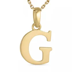 bokstav g halsband i förgyllt silver med hängen i 9 karat guld - My Letter