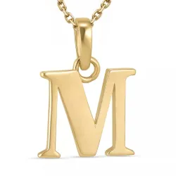 bokstav m halsband i förgyllt silver med hängen i 9 karat guld - My Letter