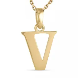 bokstav v halsband i förgyllt silver med hängen i 9 karat guld - My Letter