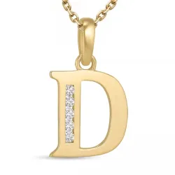 bokstav d zirkon halsband i Förgylld legering med hängen i 9 karat guld - My Letter
