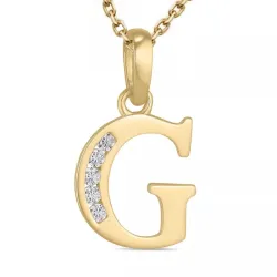 bokstav g zirkon halsband i förgyllt silver med hängen i 9 karat guld - My Letter