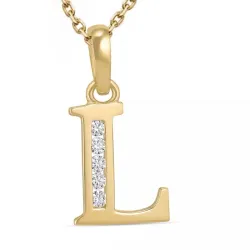 bokstav l zirkon halsband i förgyllt silver med hängen i 9 karat guld - My Letter