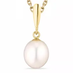 pärla halsband i förgyllt silver med hängen i 9 karat guld - Gold Collection