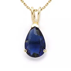 droppe syntetisk safir halsband i förgyllt silver med hängen i 9 karat guld - Gold Collection