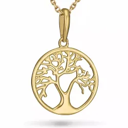12 mm livets träd halsband i förgyllt silver med hängen i 9 karat guld - Gold Collection