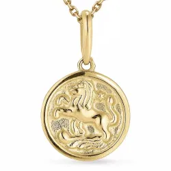 stjärnteck lejonet halsband i förgyllt silver med hängen i 9 karat guld - Gold Collection