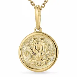 stjärnteck tvillingarna halsband i förgyllt silver med hängen i 9 karat guld - Gold Collection