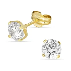 5 mm runda örhängen i 14 karat guld med zirkon - Gold Collection
