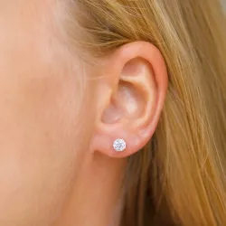 5 mm runda örhängen i 14 karat guld med zirkon - Gold Collection