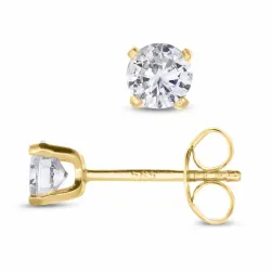 4,5 mm runda örhängen i 14 karat guld med zirkon - Gold Collection