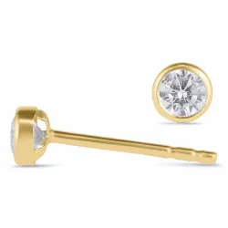 3 mm runda örhängen i 14 karat guld med zirkon - Gold Collection