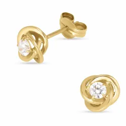 runda örhängen i 14 karat guld med zirkon - Gold Collection
