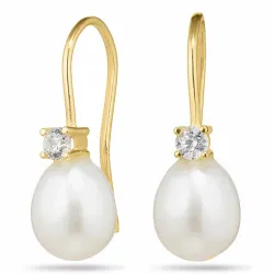 droppe örhängen i 14 karat guld med zirkon - Gold Collection