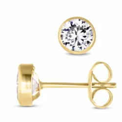 5 mm runda örhängen i 14 karat guld med zirkon - Gold Collection