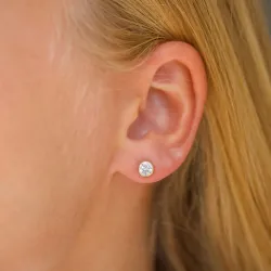 5 mm runda örhängen i 14 karat guld med zirkon - Gold Collection