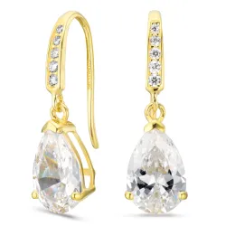 droppformad örhängen i 14 karat guld med zirkon - Gold Collection