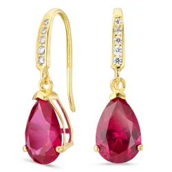 droppformad örhängen i 14 karat guld med rubin och zirkon - Gold Collection