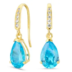 droppformad örhängen i 14 karat guld med topas och zirkon - Gold Collection