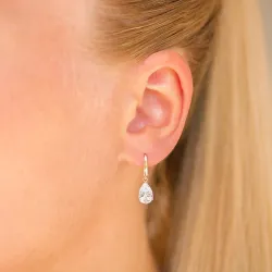 droppformad örhängen i 14 karat guld med zirkon - Gold Collection