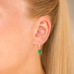 droppformad örhängen i 14 karat guld med smaragd och zirkon - Gold Collection