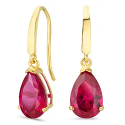 droppformad örhängen i 14 karat guld med rubin och zirkon - Gold Collection