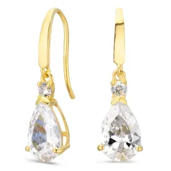droppformad örhängen i 14 karat guld med zirkon - Gold Collection