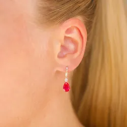 droppformad örhängen i 14 karat guld med rubin och zirkon - Gold Collection