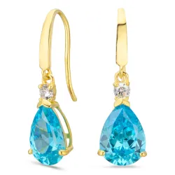 droppformad örhängen i 14 karat guld med topas och zirkon - Gold Collection