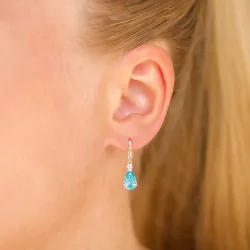droppformad örhängen i 14 karat guld med topas och zirkon - Gold Collection