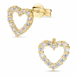 hjärta örhängen i 14 karat guld med zirkon - Gold Collection