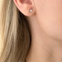 fyrkantigt 3 x 3 mm örhängen i 14 karat guld med zirkon - Gold Collection