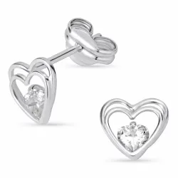 hjärta örhängen i 14 karat vitguld med 