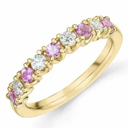 rosa safir diamantring i 14  karat guld 0,246 ct 0,45 ct