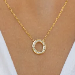 45 cm halsband med hängen i 14 karat guld 0,20 ct