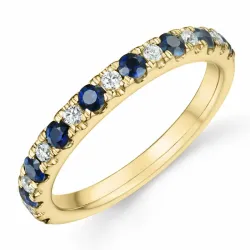 safir diamantring i 14  karat guld 0,128 ct 0,513 ct