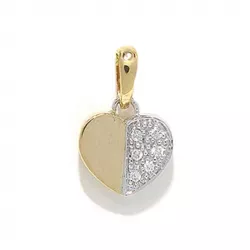 hjärta diamant hängen i 14  carat guld- och vitguld 0,04ct ct