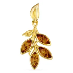 bärnsten hängen i förgyllt silver