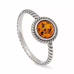 bärnsten ring i oxiderat sterlingsilver