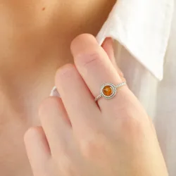bärnsten ring i oxiderat sterlingsilver