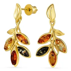 bärnsten örhängen i förgyllt silver