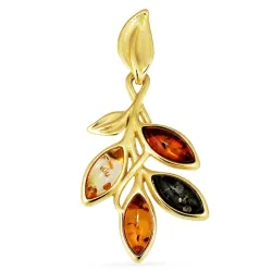 bärnsten hängen i förgyllt silver