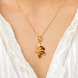 bärnsten hängen i förgyllt silver