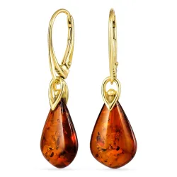 bärnsten örhängen i förgyllt silver