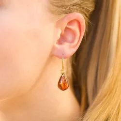 bärnsten örhängen i förgyllt silver