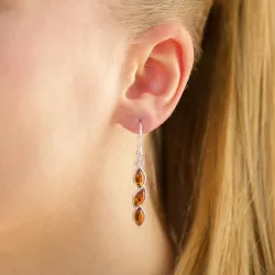 Bärnsten öronkrokar i silver