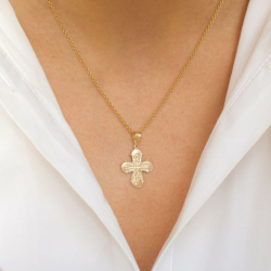 16 x 27 mm dagmarkors i 14 karat guld - Amoré