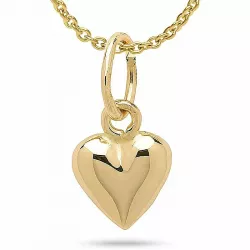 5,5 x 10,5 mm hjärta hängen med halskedja i förgyllt silver med hängen i 14 karat guld