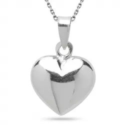 12 x 18 mm hjärta hängen med halskedja i silver med hängen i silver
